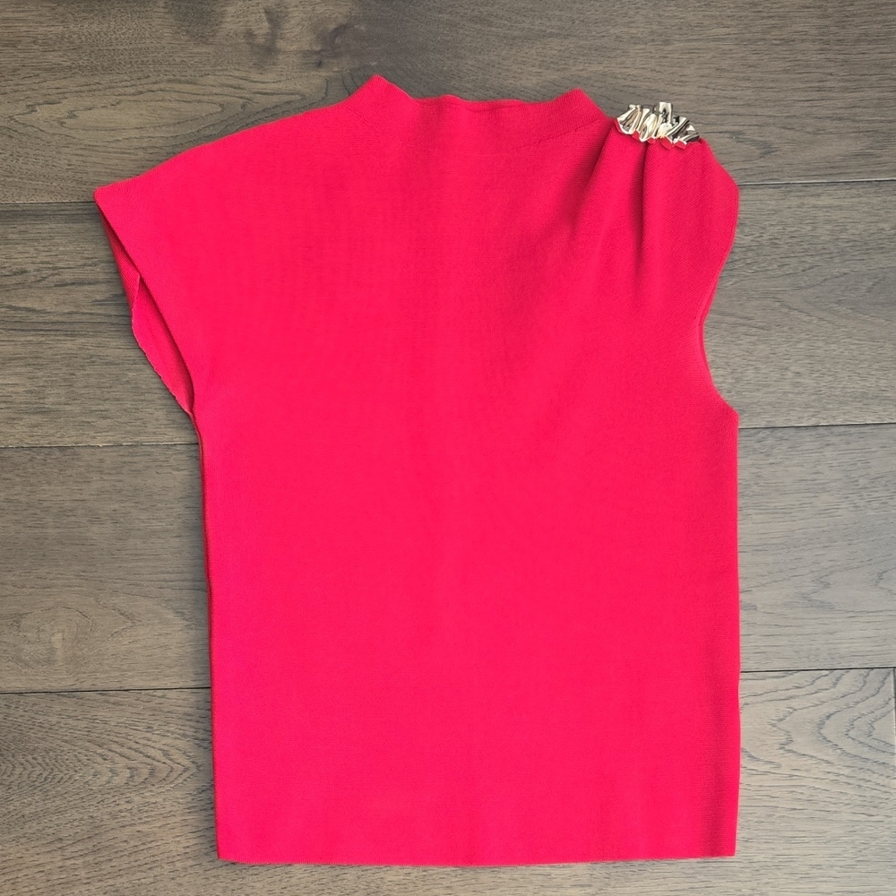 Zara Red High Neck Blouse